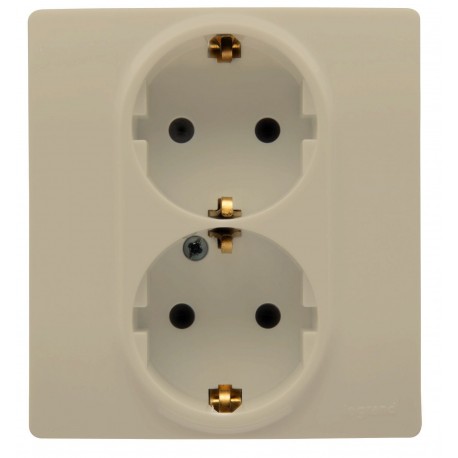 Розетка 2х2К + З, зі шторками, колір слонова кістка, Legrand