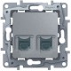 Розетка телефон-комп'ютер, RJ11 + RJ45, колір алюміній, Legrand