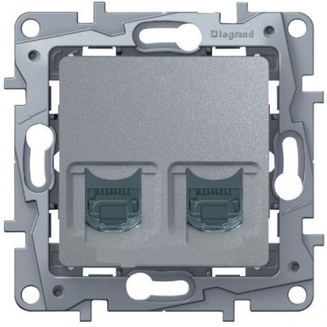 Розетка телефон-комп'ютер, RJ11 + RJ45, колір алюміній, Legrand