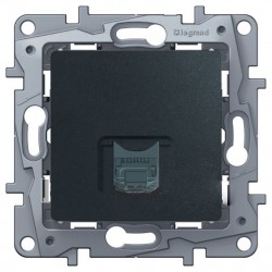Розетка компьютерная RJ45, кат.5 UTP, 1-ная, цвет антрацит, Legrand Etika 672653