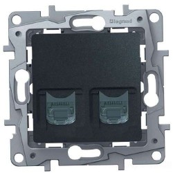 Розетка телефон-комп'ютер, RJ11 + RJ45, колір антрацит, Legrand Etika