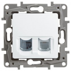 Розетка телефон-комп'ютер, RJ11 + RJ45, колір білий, Legrand Etika