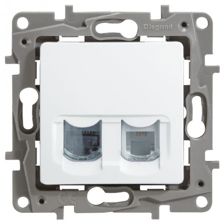 Розетка телефон-комп'ютер, RJ11 + RJ45, колір білий, Legrand