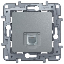 Розетка телефонна RJ11, 1-на, 4 контакти, колір алюміній