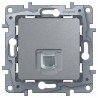 Розетка телефонная RJ11, 1-ная, 4 контакта, цвет алюминий, Legrand Etika 672440