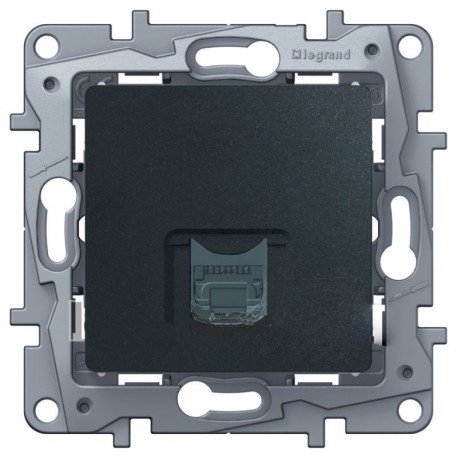 Розетка телефонная RJ11, 1-ная, 4 контакта, цвет антрацит, Legrand Etika 672640