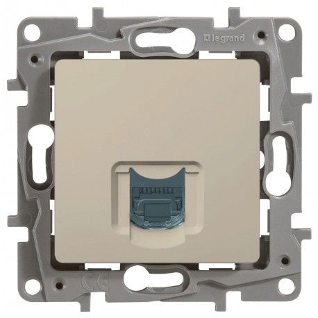 Розетка телефонная RJ11, 1-ная, 4 контакта, цвет слоновая кость, Legrand Etika 672340