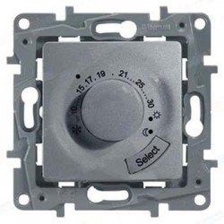 Термостат для тёплых полов, цвет алюминий, Legrand Etika 672430