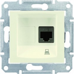Розетка компьютерная RJ45 кат. 5 UTP, 1-ная, цвет слоновая кость, Sedna