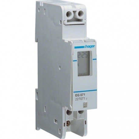 Таймер цифровой, недельный, 16А, 1 СО, резерв хода, Hager, EG071