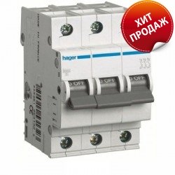 Автоматический выключатель 25 А, 3 полюса, тип С, 6 kA, MC325A Hager