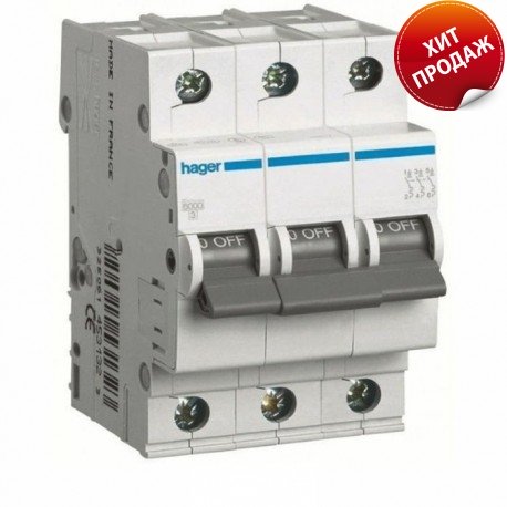 Автоматичний вимикач 25 А, 3 полюси, тип C, 6 kA, MC325A Hager