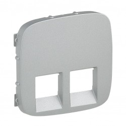 Лицевая панель двойной розетки RJ11, RJ45, цвет алюминий, Valena Allure, Legrand 755427
