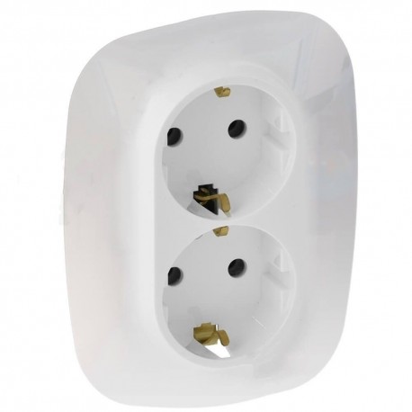 Лицьова панель розетки подвійної із заземленням, колір білий