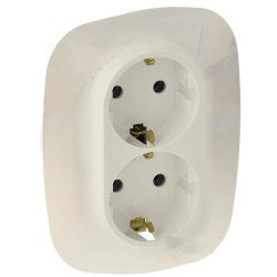 Лицьова панель розетки подвійної із заземленням, колір слонова