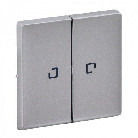 Лицевая панель выключателя 2-клавишного с подсветкой, цвет алюминий, Valena Life 755222