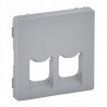 Лицевая панель розетки копьютерной RJ11, RJ45, двойной, цвет алюминий, Valena Life 755422