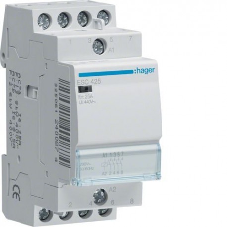 Контактор 25A, 4НО, 230В, ESC425 Hager