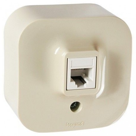 Розетка телефонна RJ11 накладна, одинарна, слонова кістка, 782214 Legrand Quteo