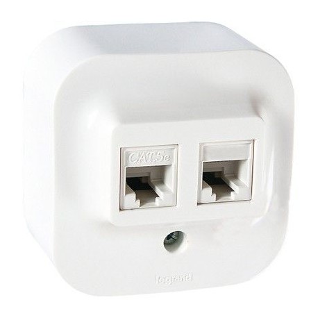 Розетка телефон+копьютер RJ11+RJ45 накладная, белая, 782251 Legrand Quteo