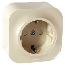 Розетка с заземлением накладная, со шторками, слоновая кость, 782220 Legrand Quteo