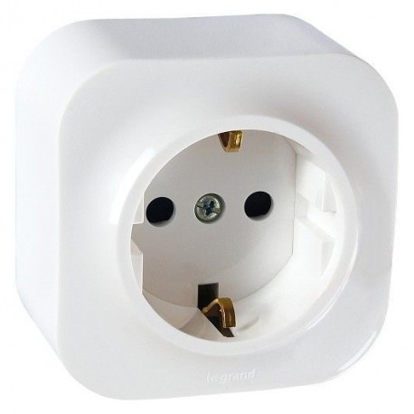 Розетка с заземлением накладная, без шторок, белая, 782241 Legrand Quteo