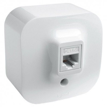 Розетка комп'ютерна RJ45 накладна, одинарна, біла, 782254 Legrand Quteo