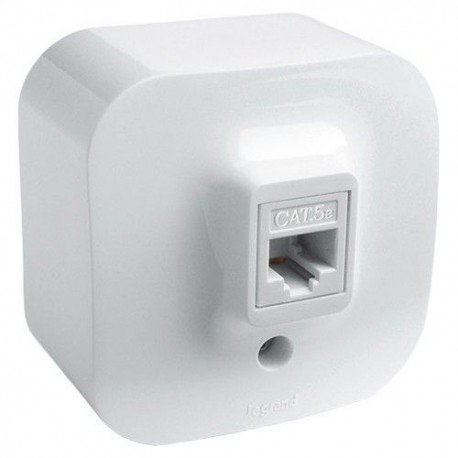 Розетка компьютерная RJ45 накладная, одинарная, белая, 782254 Legrand Quteo