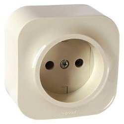 Розетка без заземления накладная, слоновая кость, 782210 Legrand Quteo