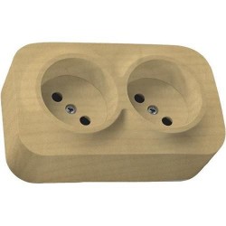 Розетка 2-а без заземлення накладна, без шторок, дерево, 782272 Legrand Quteo