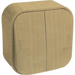 Вимикач двоклавішний накладний, дерево, 782262 Legrand Quteo