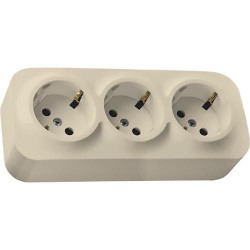 Розетка 3-а з заземленням накладна, зі шторками, слонова кістка, 782218 Legrand Quteo