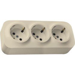 Розетка 3-а з заземленням накладна, зі шторками, слонова кістка, 782218 Legrand Quteo