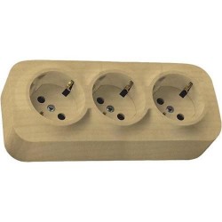 Розетка 3-ная с заземлением накладная, со шторками, дерево, 782278 Legrand Quteo