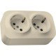 Розетка 2-ная с заземлением накладная, со шторками, слоновая кость, 782223 Legrand Quteo
