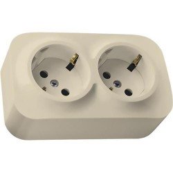 Розетка 2-а з заземленням накладна, зі шторками, слонова кістка, 782223 Legrand Quteo