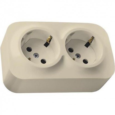 Розетка 2-ная с заземлением накладная, со шторками, слоновая кость, 782223 Legrand Quteo