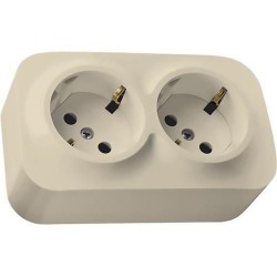 Розетка 2-ная с заземлением накладная, без шторок, слоновая кость, 782213 Legrand Quteo