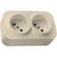 Розетка 2-ная без заземления накладная, без шторок, слоновая кость, 782212 Legrand Quteo