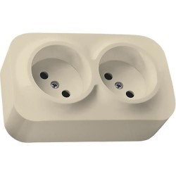 Розетка 2-ная без заземления накладная, без шторок, слоновая кость, 782212 Legrand Quteo