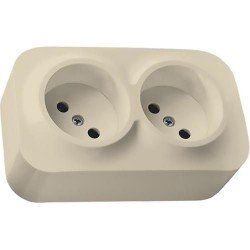 Розетка 2-а без заземлення накладна, без шторок, слонова кістка, 782212 Legrand Quteo