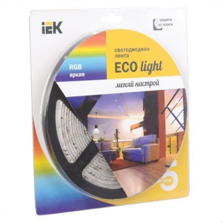 Стрічка LED 5м блістер LSR-3528RGB54-4.8-IP65-12V IEK-eco
