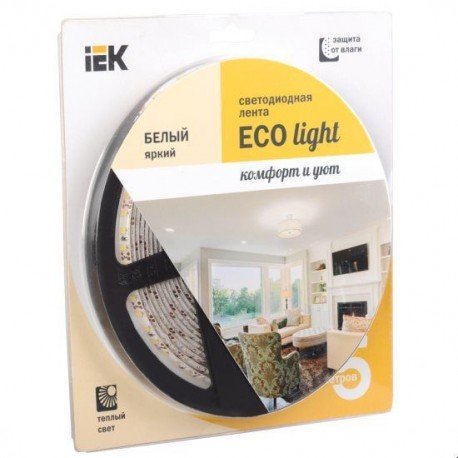 Стрічка LED 5м блістер LSR-3528WW120-9.6-IP65-12V IEK-eco