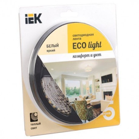 Лента LED 5м блистер LSR-3528WW120-9.6-IP20-12V IEK-eco