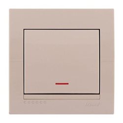 Выключатель 1-клавишный с подсветкой цвет кремовый, Lezard Deriy 702-0303-111