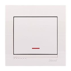 Выключатель 1-клавишный с подсветкой цвет белый, Lezard Deriy 702-0202-111