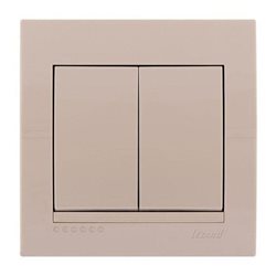 Вимикач 2-клавішний колір кремовий, Lezard Deriy