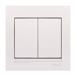 Вимикач 2-клавішний колір білий, Lezard Deriy