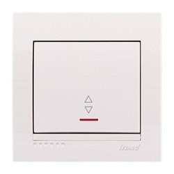 Вимикач прохідний 1-клавішний з підсвічуванням колір білий, Lezard Deriy