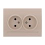 Розетка двойная без заземления цвет кремовый, Lezard Deriy